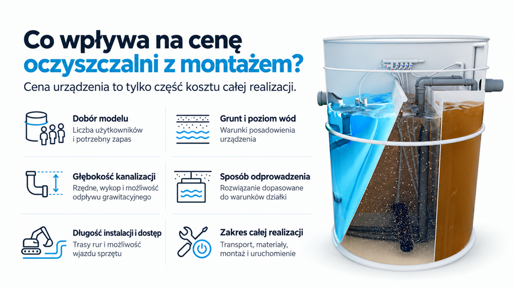 Elementy wpływające na cenę oczyszczalni biologicznej z montażem