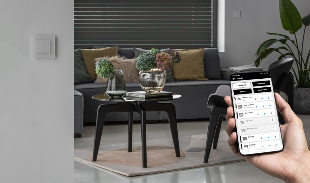 Polski system inteligentnego domu – aplikacja SIMON GO na smartfonie. 