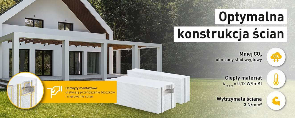 Dom jednorodzinny i bloczki Ytong Acura Light – optymalna konstrukcja ścian, niższy ślad węglowy i ciepły materiał