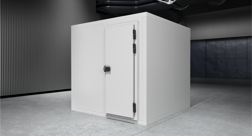 Modułowa komora chłodnicza do produktów spożywczych w hali przemysłowej