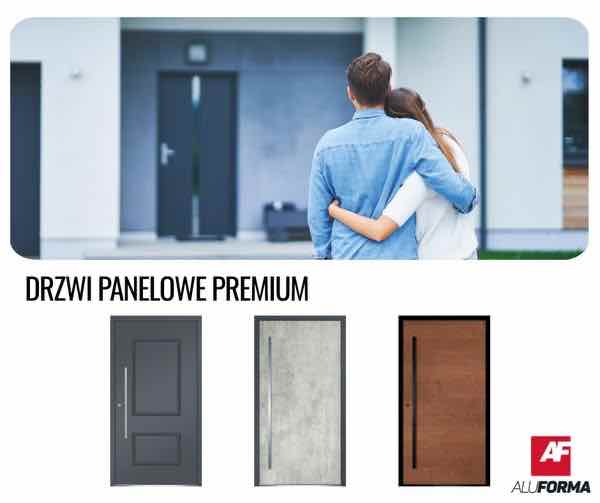 Aluminiowe drzwi panelowe premium Aluforma do nowoczesnego domu jednorodzinnego