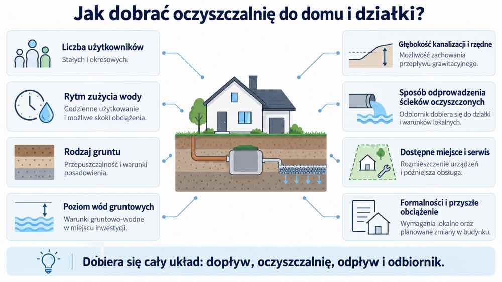 Czynniki wpływające na dobór przydomowej oczyszczalni do domu i warunków działki